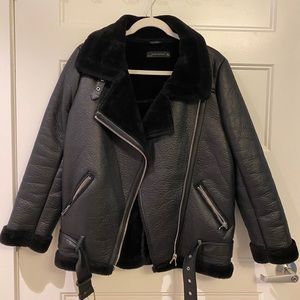 Zara Shearling Moto Jacket